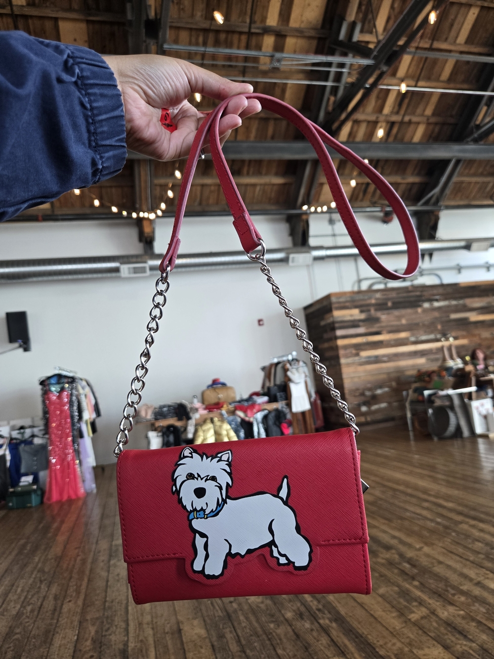 Marc Tetro Red Crossbody Wallet Purse with White Scottie Dog Design